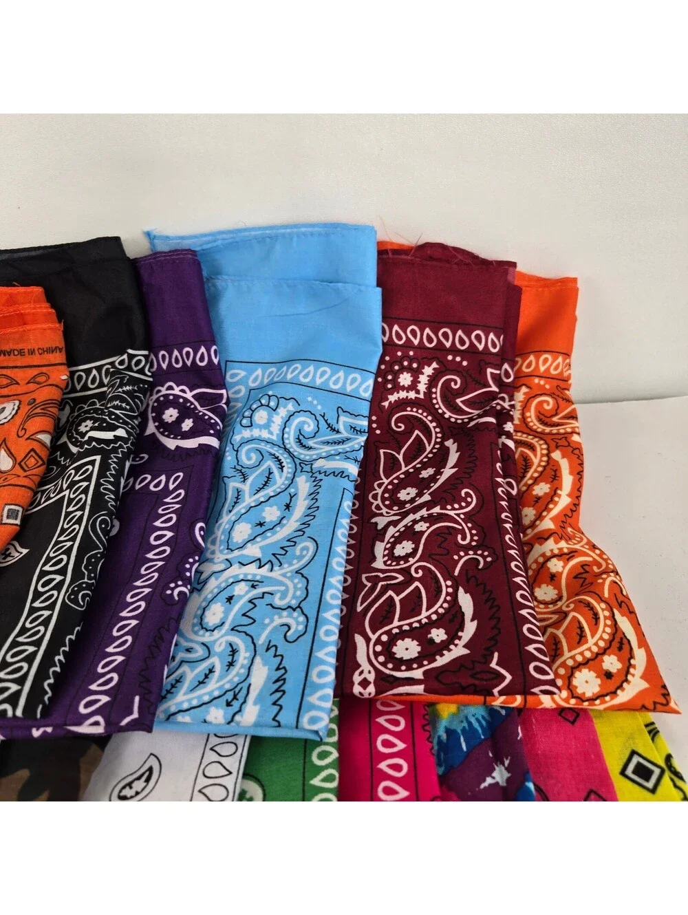 Lot of 14 Bandanas Assorted Colors Paisley Camo Zebra Unused Cotton Style